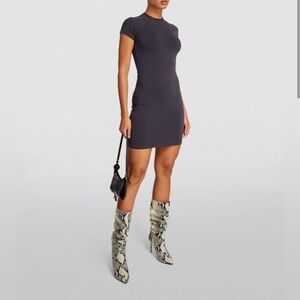 NWT SKIMS - Outdoor Mock Neck Mini Dress - XL - Washed Onyx